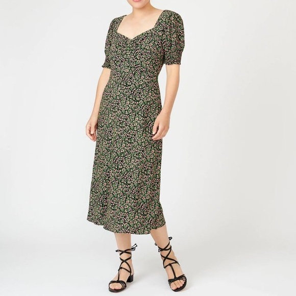 J Crew Smocked Sleeve Floral Midi Dress - Picture 10 of 11